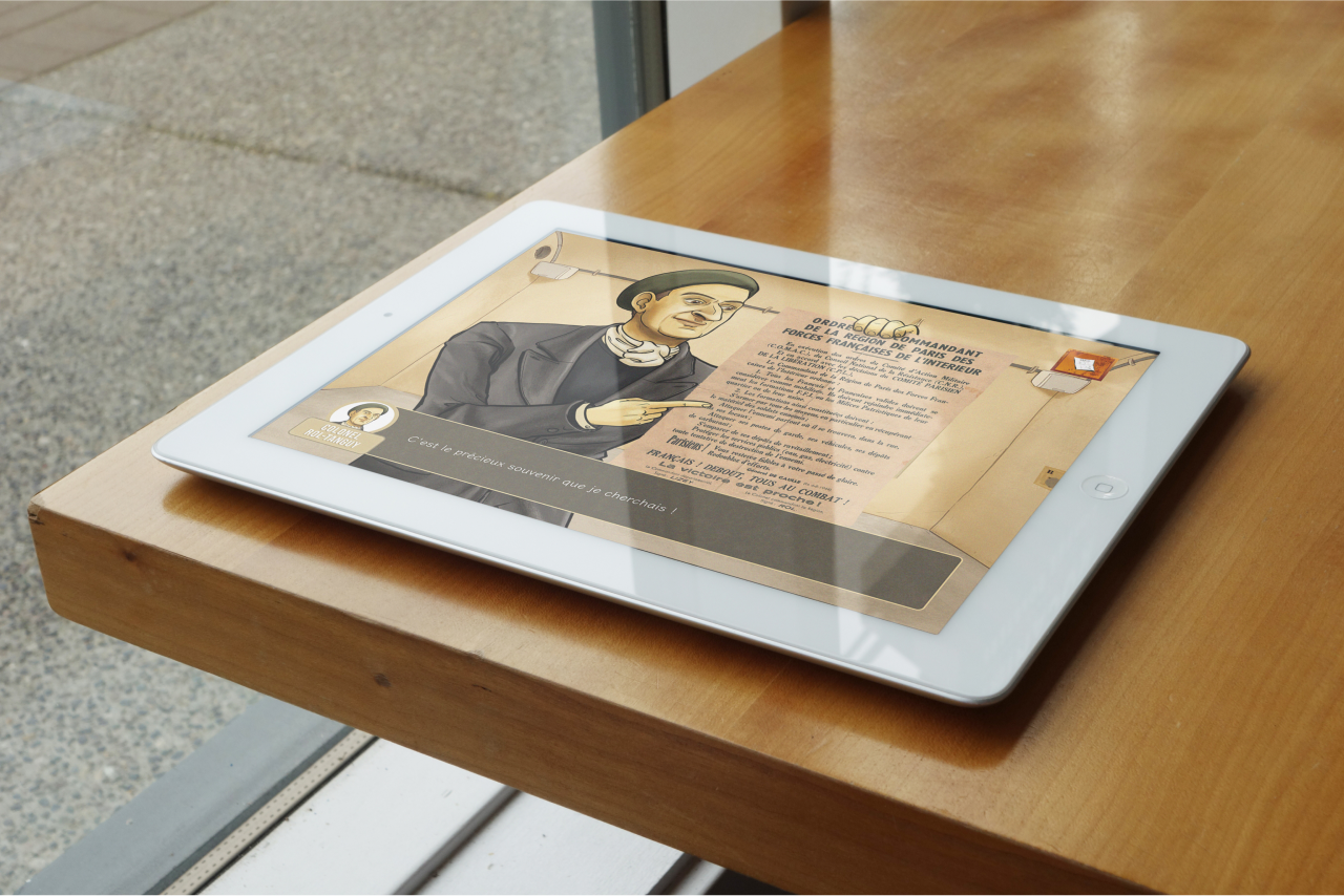 Ecran avec une capture du serious game